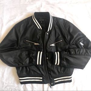 Girl’s faux leather bomber jacket